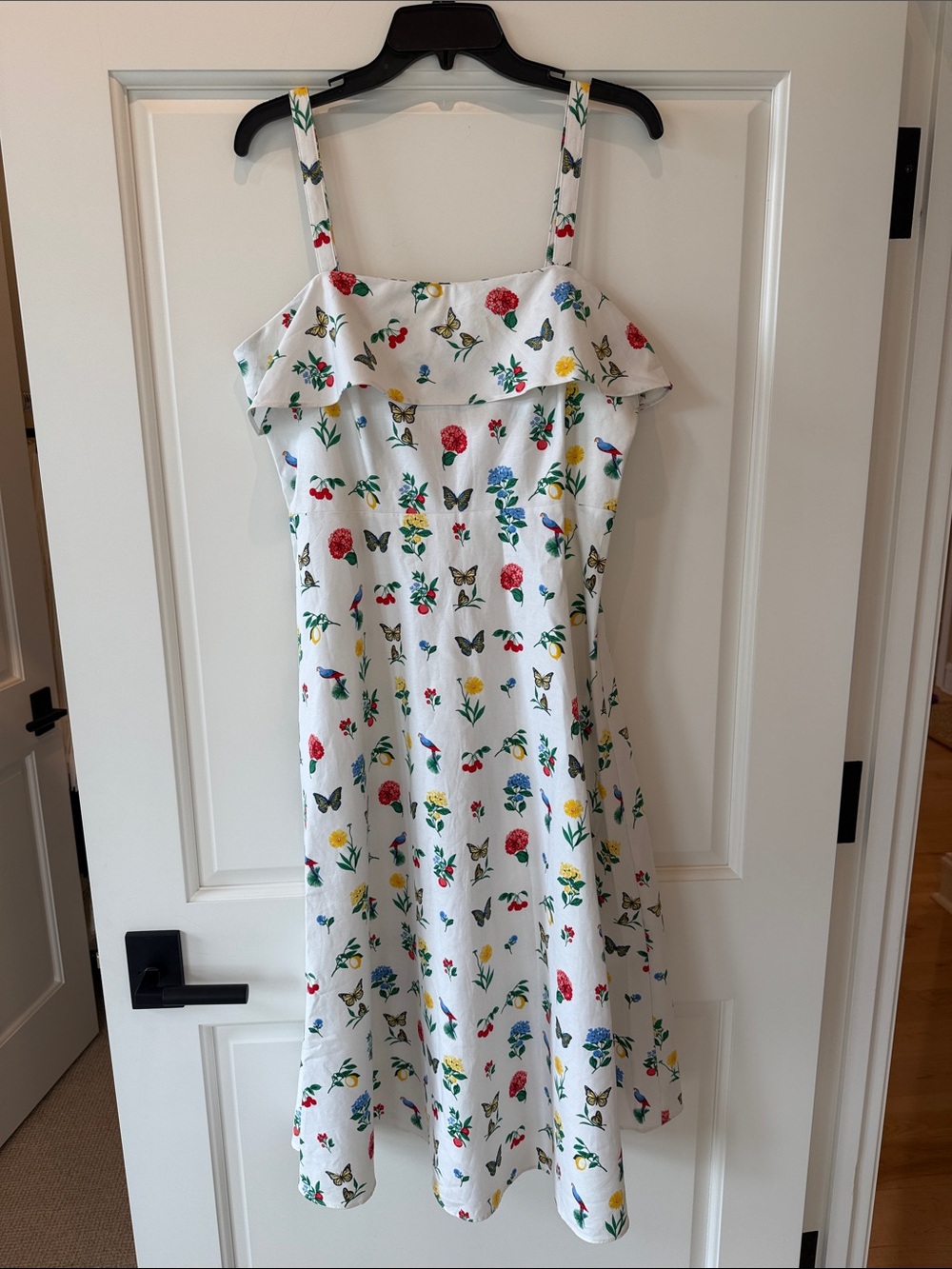 Ann Taylor White Floral & Butterfly Print Midi Dress - NWT Size 8